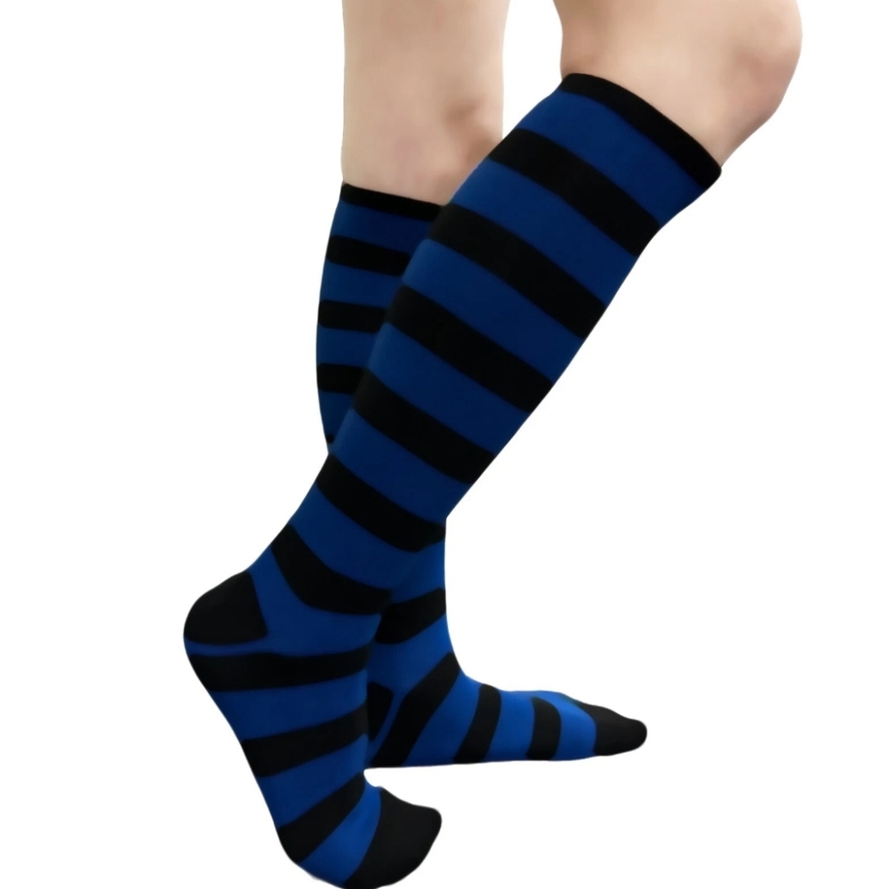 Striped Blue and Black Knee-High Socks NWT